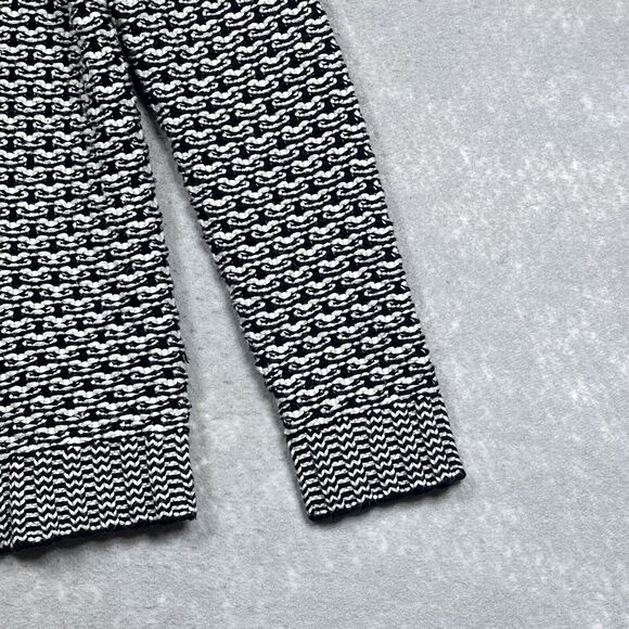 Talbots Sweater Womens M Petite Black White Heavyweight Open Front Cardigan - Picture 4 of 10